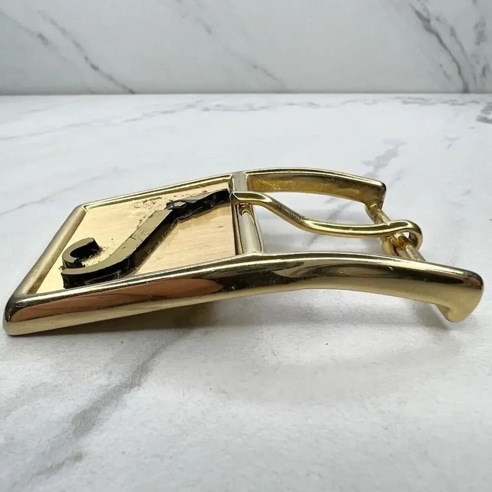 Vintage J Initial Letter Gold Tone Belt Buckle
